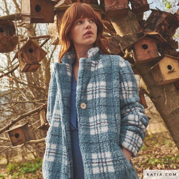 Katia - Sherpa print - blue plaid - Afbeelding 2