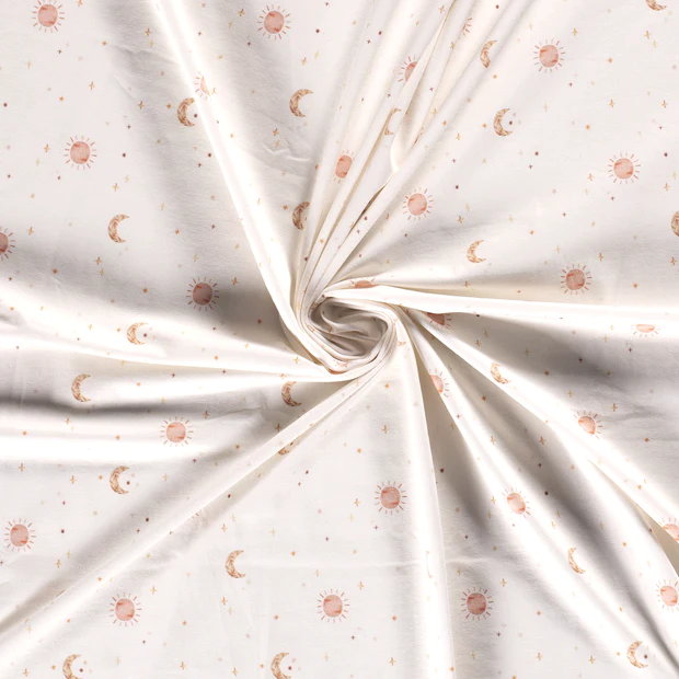 Jersey GOTS - zon en maan - gebroken wit