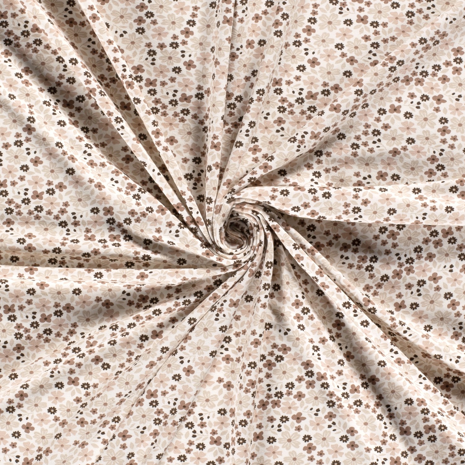 Jersey katoen met bloemenprint - gebroken wit