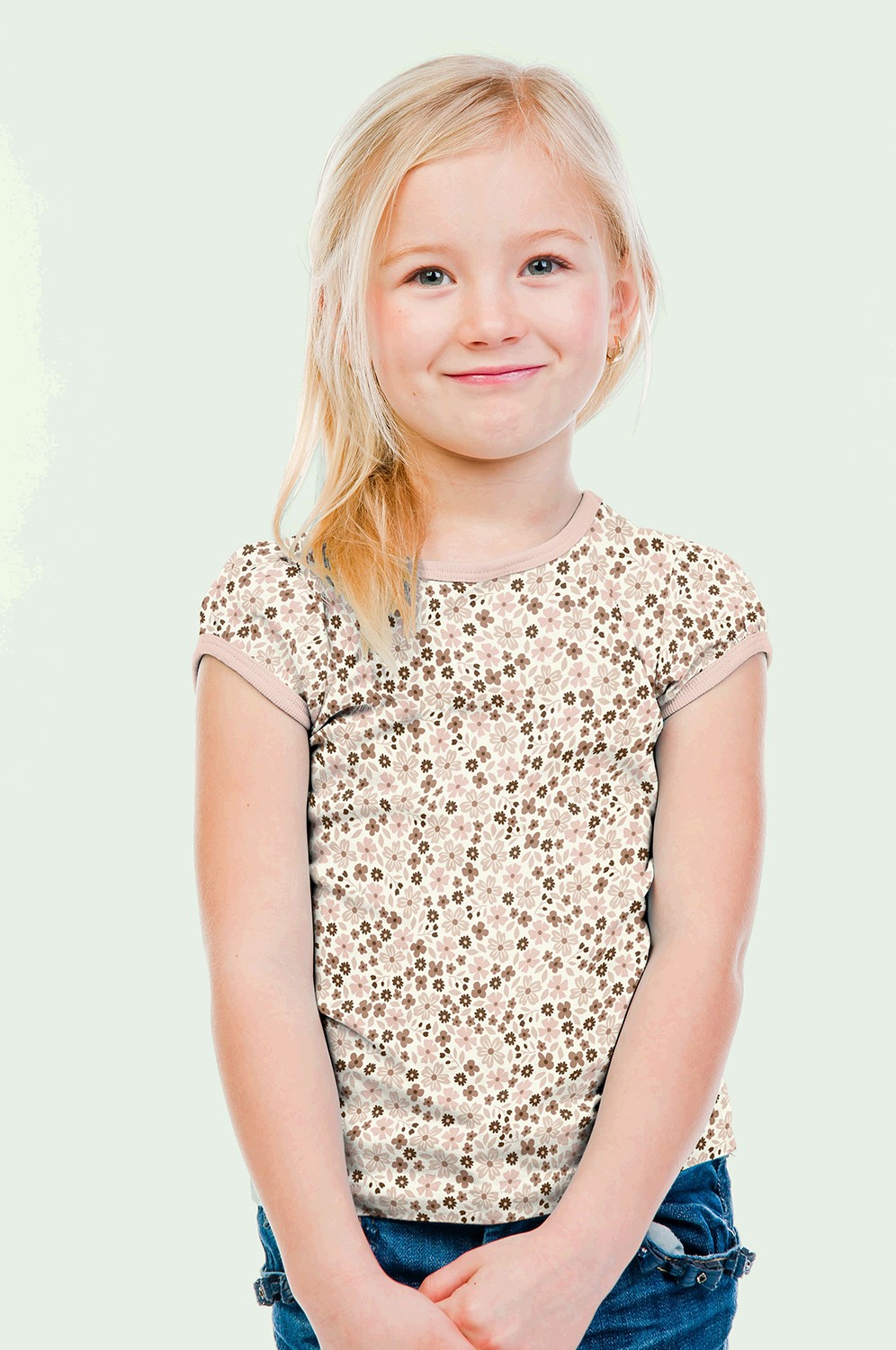 Jersey katoen met bloemenprint - gebroken wit - Afbeelding 4