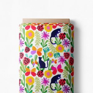 Karina + Kind katoen tricot digitale print Summer. Zachte, soepele jersey met kleurrijke print. Perfect voor kinder- en dameskleding. Bestel bij Sisters stoffen & fournituren