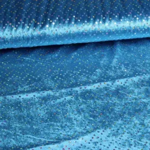 Velours de panne - hologram blauw – stretch polyester