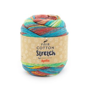 Katia Fair Cotton Stretch is een zachte biologische katoen met stretch voor breien en haken. Ideaal voor comfortabele kleding en accessoires.