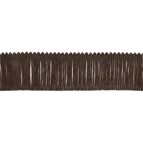 Suède franjeband 50 mm - donkerbruin