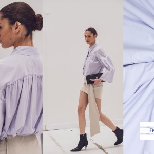 Stof voor Fibre Mood model Caren kopen? Kies deze poplin paper touch katoen licht lila met OEKO-TEX Standard 100 certificering.