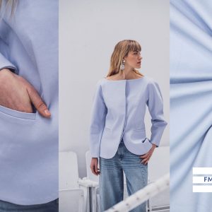 Stof voor Fibre Mood model Jacoba kopen? Kies deze geweven Twill katoen kleur lichtblauw met OEKO-TEX Standard 100 certificering.