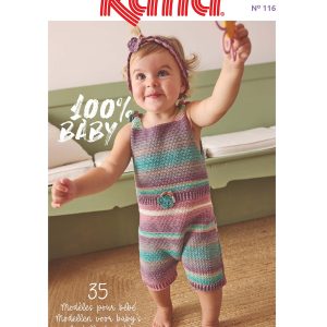 Tijdschrift Katia Baby 116, een moderne en verfijnde collectie met 35 patronen om unieke kledingstukken voor de kleintjes te breien.