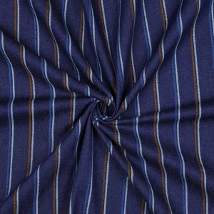 Denim stripes indigo stof van 75% katoen en 25% polyester. Sterk, comfortabel en perfect voor kleding. Bekend uit Poppy magazine. Bestel nu!