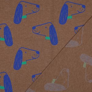 Zachte jersey stof melange dogs in taupe met stretch. Perfect voor kleding, babykleding en comfortabele naaiprojecten. Bestel eenvoudig online.