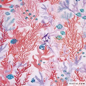 Luchtige viscose voile met zeebodem print van Katia Fabrics. Perfect voor zomerkleding zoals jurken, rokken en blouses. Bestel eenvoudig online!