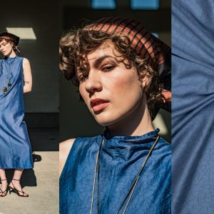 Fibre Mood Lumen is gemaakt van deze geweven tencel/nylon jacquard crinckle wordt en is duurzaam gemaakt volgens de OEKO-TEX Standard 100.
