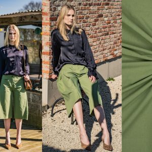 Deze stone washed poplin wordt gebruikt voor Fibre Mood modellen Luki en Isola en is duurzaam gemaakt volgens de OEKO-TEX Standard 100.