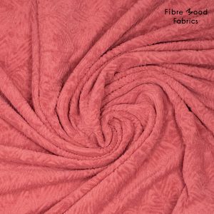 Stof voor Fibre Mood model Kaori kopen? Kies deze badstof met ingeweven patroon in de kleur terracotta met OEKO-TEX Standard 100 certificering.