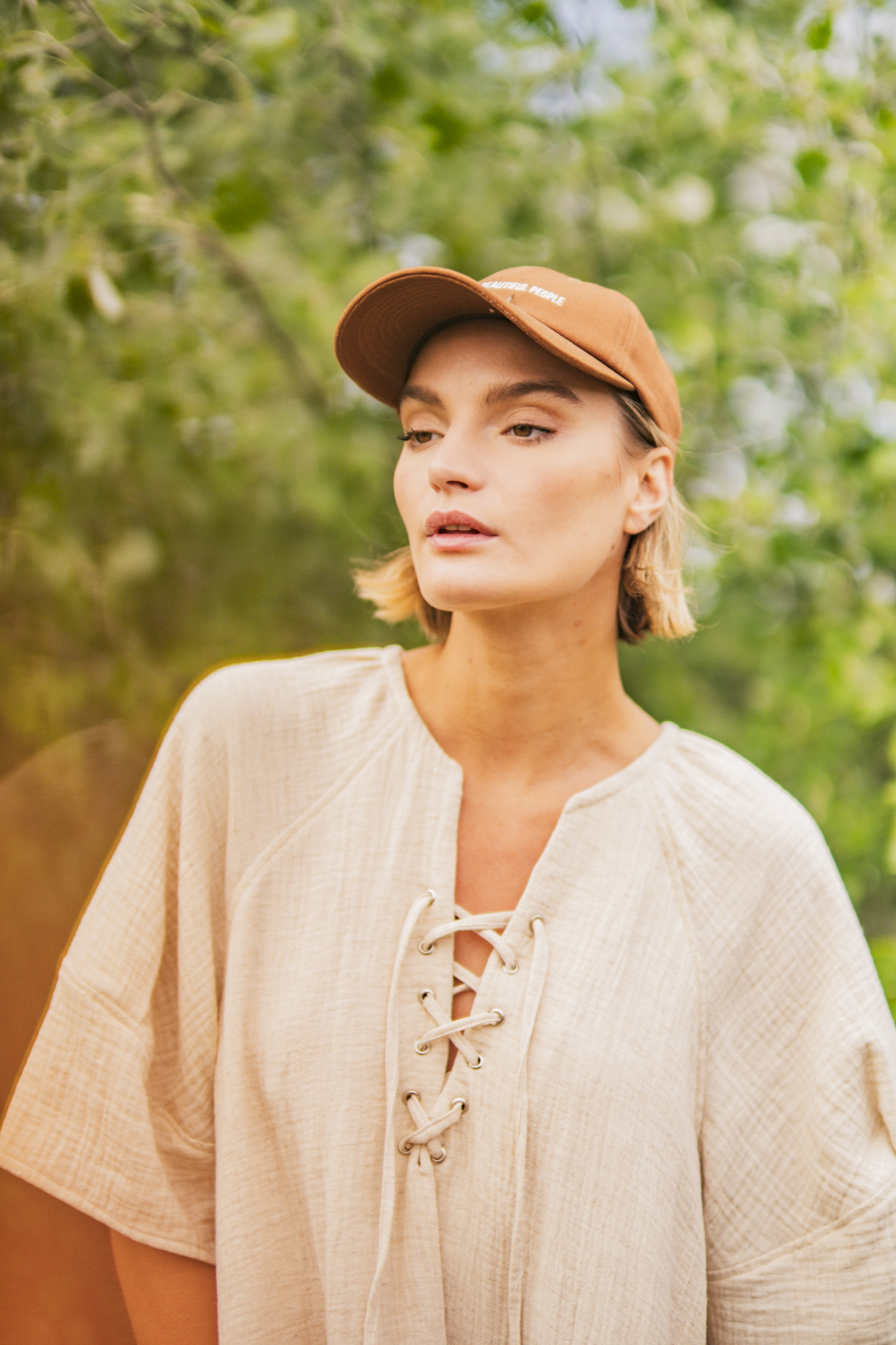Stof voor Fibre Mood model Kaori kopen? Kies deze hydrofiele stof in de kleur licht beige met OEKO-TEX Standard 100 certificering.